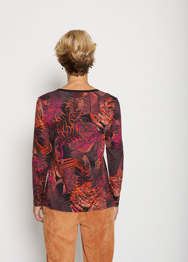 T-shirt imprimé encolure ronde bijou Imprime Violet