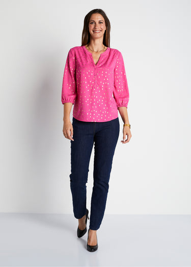 Tunique ample mi-longue manches 3/4 Rose