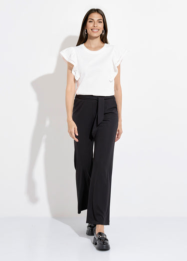 Pantalon fluide extensible à ceinturer Noir