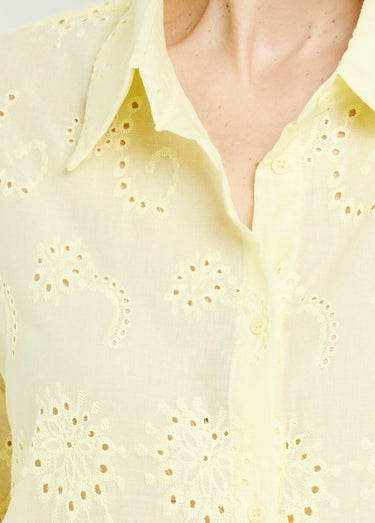 Chemisier coton avec broderie anglaise Jaune