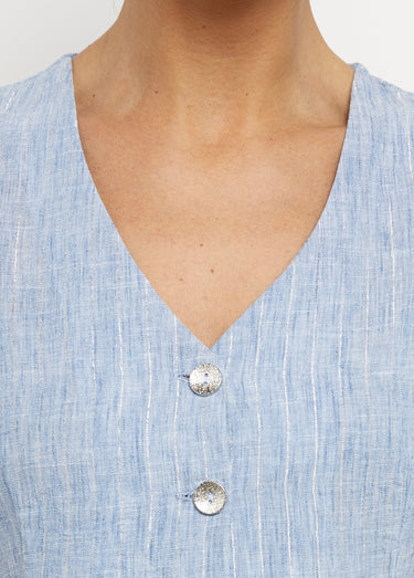 Gilet de costume rayé aspect irrégulier Bleu