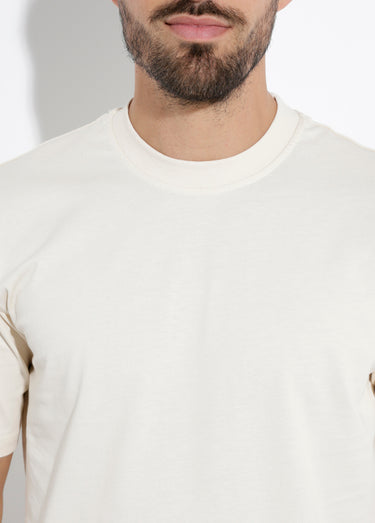 T-shirt col rond en coton épais Beige