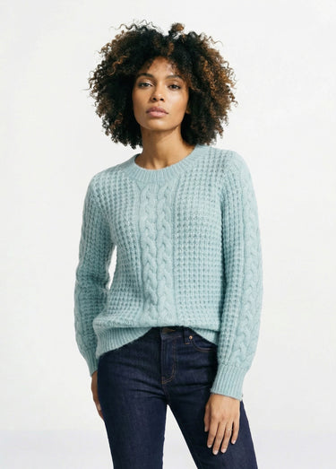 Pull chaud col rond maille moelleuse fantaisie Vert