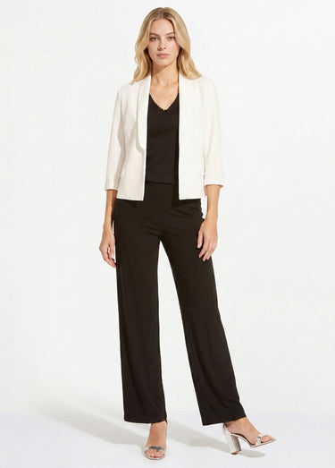 Veste unie courte smocking manches 3/4 Blanc