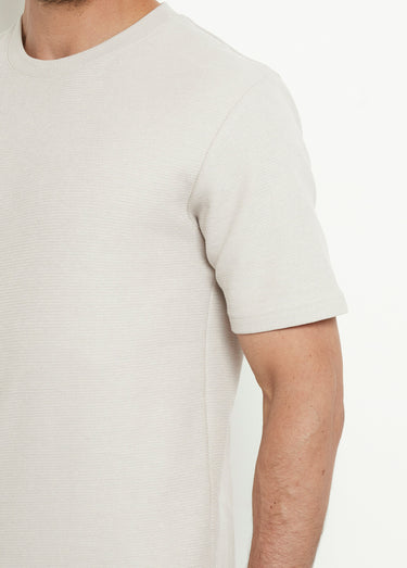 T-shirt col rond épais maille texturée Beige