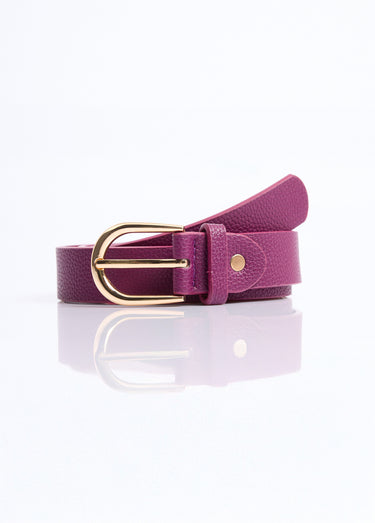 Ceinture en simili cuir aspect grainé Prune