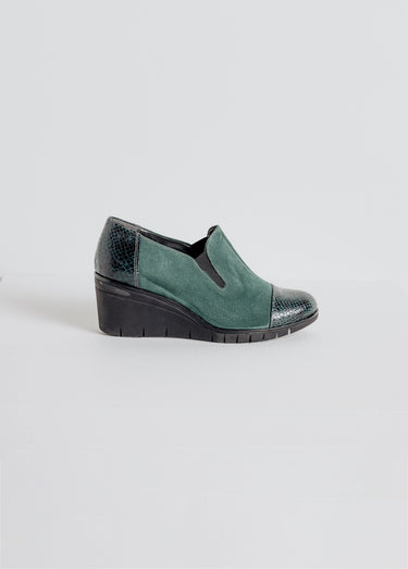 Mocassins compensés largeur confort élastiqués Vert
