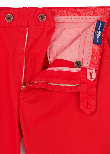 Pantalon chino droit toile coton stretch Rouge