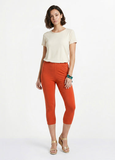 Legging court coton taille élastiquée Orange