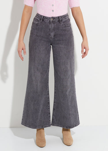 Jean coupe très large, spécial PETITE Gris moyen