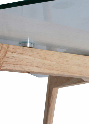 Table basse rectangle, plateau en verre Transparent / Marron