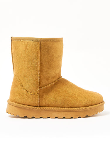 Boots fourrées chaudes semelle compensée Camel