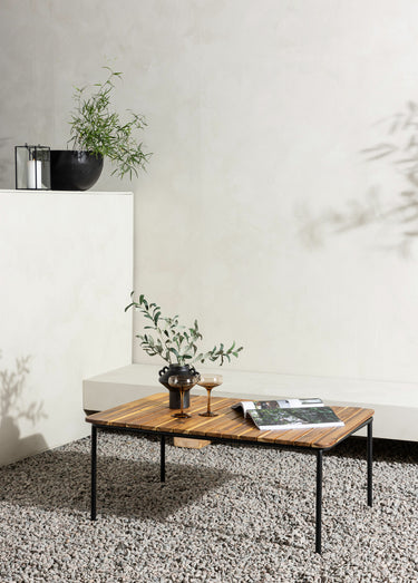 Table basse outdoor acier et bois acacia Naturel