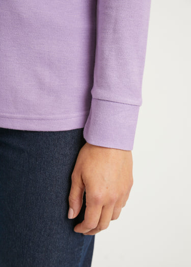 Sous-pull chaud col roulé maille interlock unie Mauve