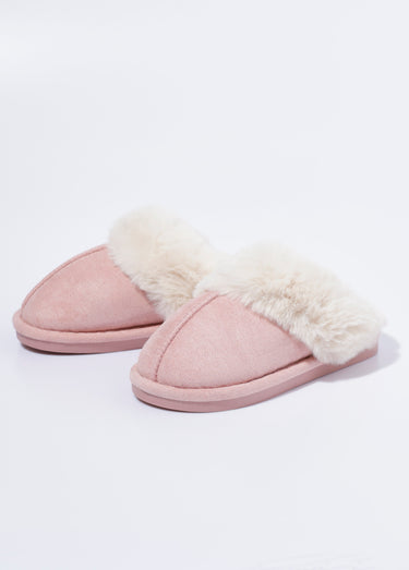 Chaussons mules avec fourrure synthétique Rose