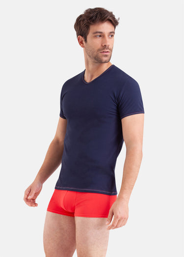 T-shirt col V manches courtes Marine