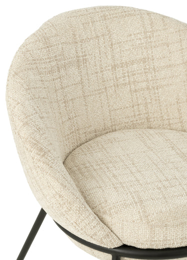 Fauteuil de salon chiné pieds métal, 3B Beige