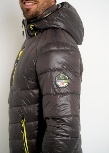 Doudoune chaude brillante détails fluo Gris Fonce