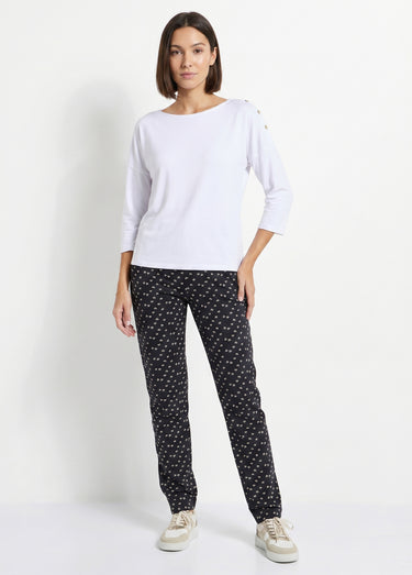 Legging coton stretch taille élastiquée Imprime Marine