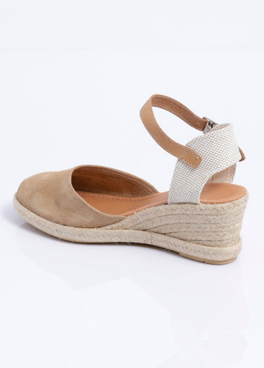 Espadrilles compensées cuir semelles corde Beige