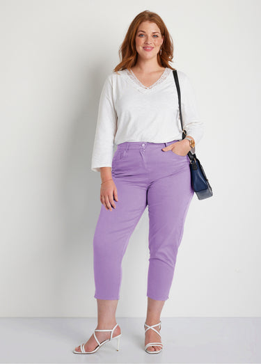 Pantacourt taille élastiquée 5 poches Violet