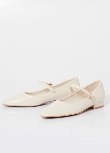 Ballerines bout amande avec bride fine Beige