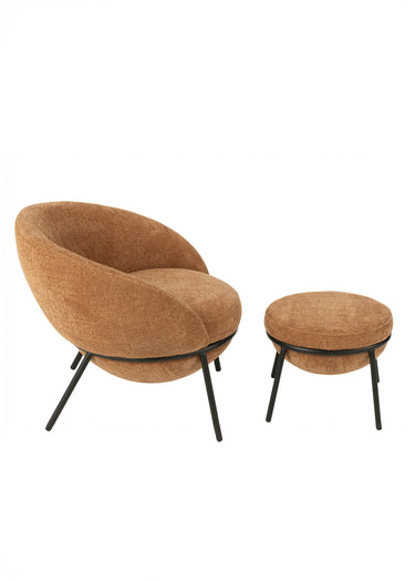 Fauteuil repos tissu + repose pieds 3M Marron