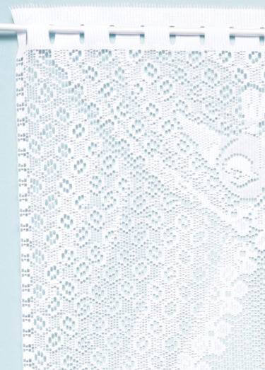 Paire de vitrages droits dentelle chats Blanc