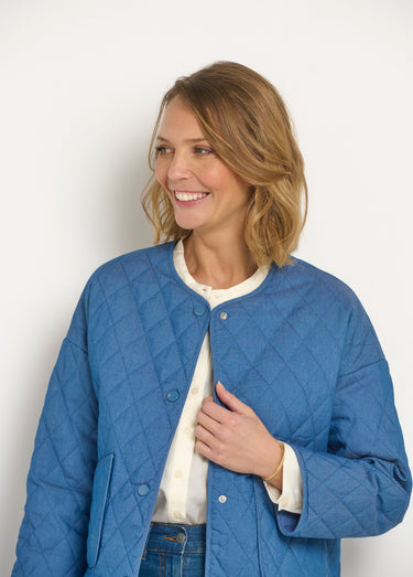 Veste matelassée à pressions en denim Bleu Jean