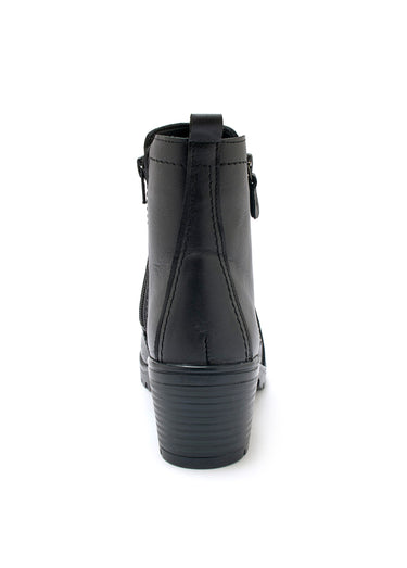 Boots cuir, talon large et bout amande Noir