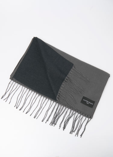 Echarpe à franges bicolore réversible Gris