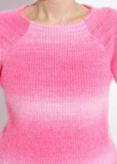 Pull raglan maille poilue effet tie & dye Rose