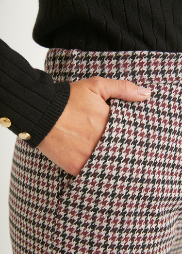 Pantalon droit taille élastiquée maille stretch Bordeaux/Noir