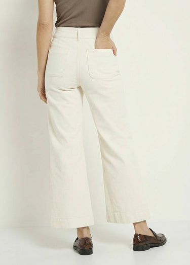 Jean flare taille haute, spécial PETITE Ecru