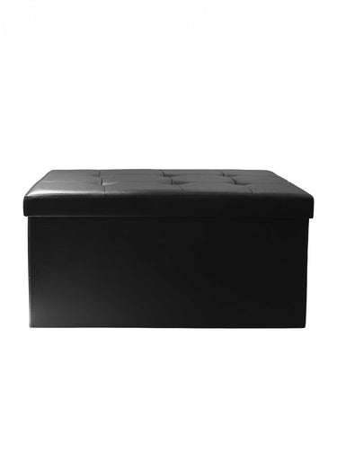 Banc coffre pliable simili cuir capitons Noir
