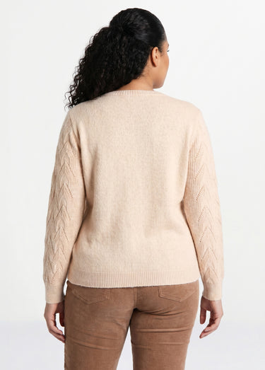 Pull doux uni col rond maille fantaisie Beige