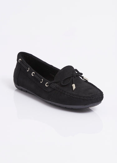 Mocassins en suédine avec œillets métal Noir