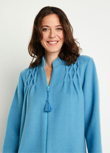 Peignoir zippé maille Courtelle® Bleu Canard