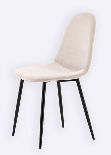 Chaises assise velours et pieds acier Beige