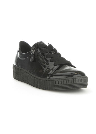Baskets cuir semelle épaisse Vernis Noir