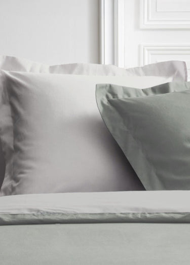 Parure percale de coton, 240 x 220cm Dune / Sauge