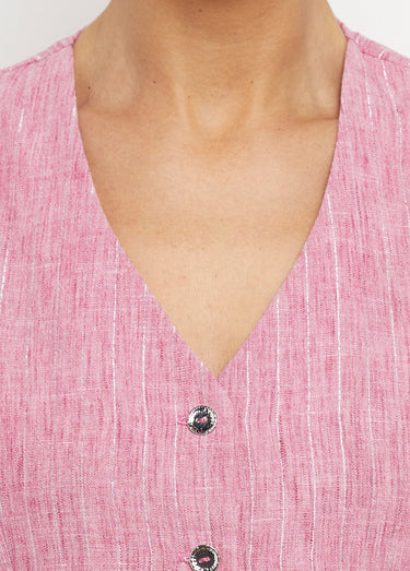Gilet de costume rayé aspect irrégulier Framboise