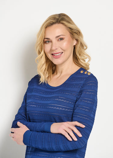 Pull doux col rond manches longues Marine