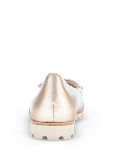 Ballerine fleuries cuir, semelle crantée Fond Blanc