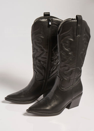 Bottes avec surpiqûres façon santiags Noir