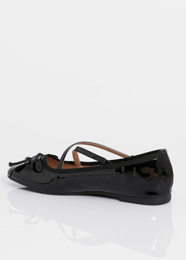 Ballerines vernies avec brides croisées Vernis Noir
