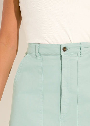 Jupe courte cargo coton stretch Vert d'eau