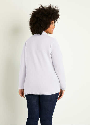 Gilet zippé long uni col montant Blanc