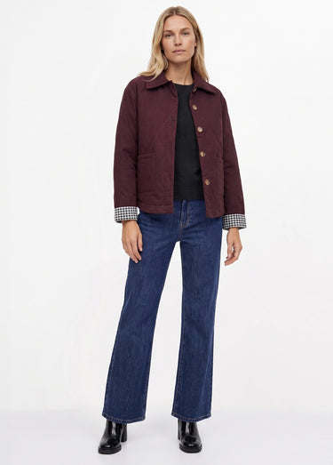 Veste matelassée poignets revers vichy Bordeaux