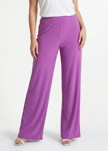 Pantalon fluide taille élastiquée maille Uni Violet